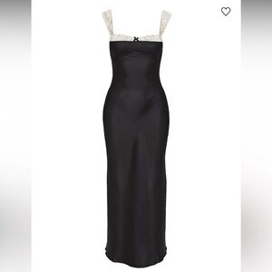 Princess Polly Black Satin Midi Slip Dress